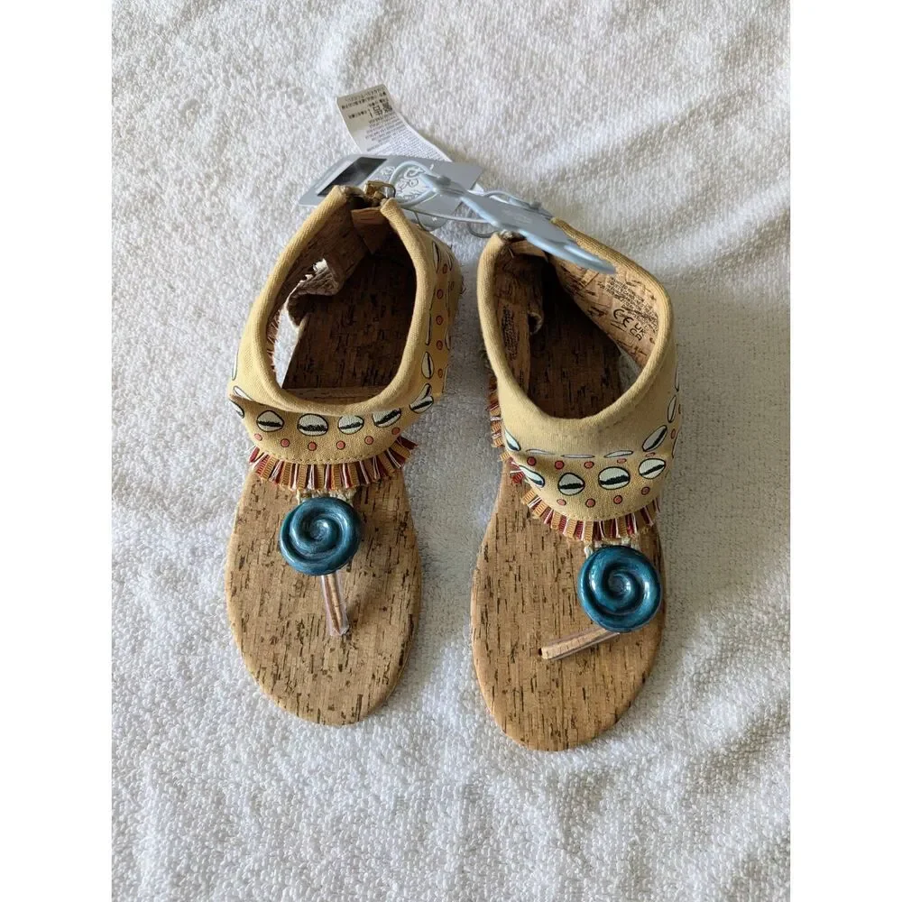 NWT Moana Costume Moccasin Thong Sandals/Shoes for Kids Sz 3+ (2/3)